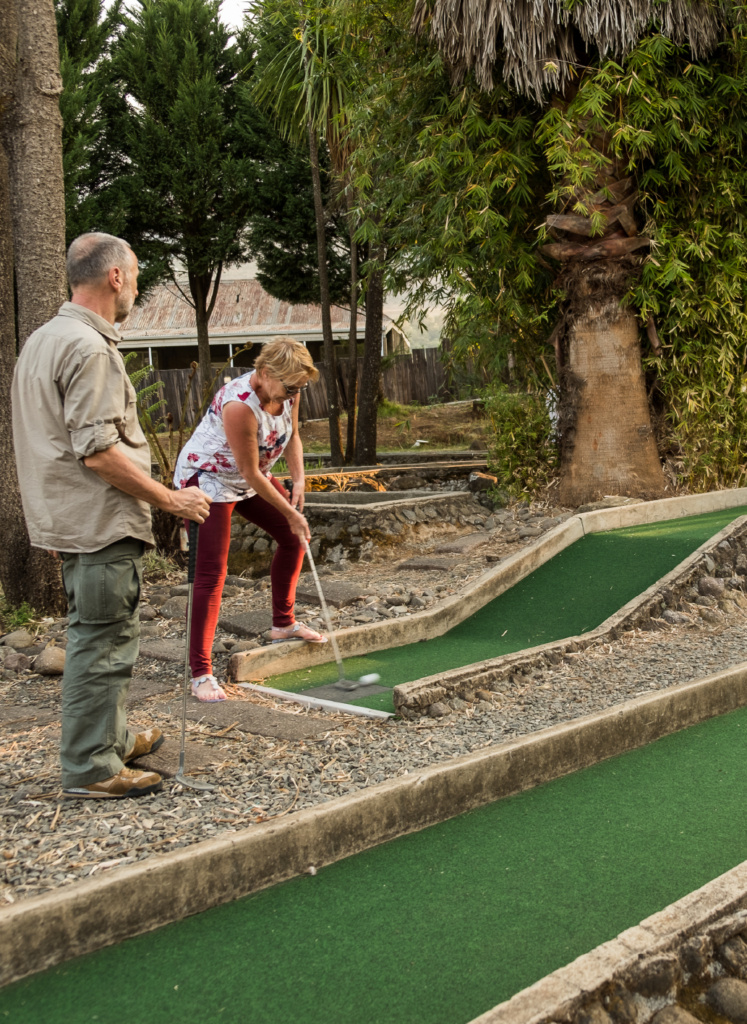 Playing golf